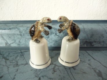 Porzellan Männchenmachende Sumpfschildkröte Fingerhut