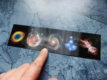Galactic bookmark - Gruppe B - 5 Galaxien Buchzeichen Karte 3D