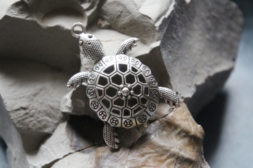 Große Ornamentschildkröte Silberfarbig Modeschmuck