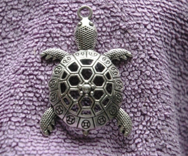 Große Ornamentschildkröte Silberfarbig Modeschmuck