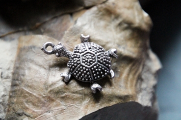 Mini Schildkröte "Diggi" Rund mit Muster dunkel silberfarbig