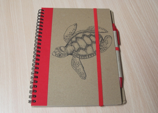 TURTLE NOTEBOOK AND PEN Set Farbe rot/braun NEU