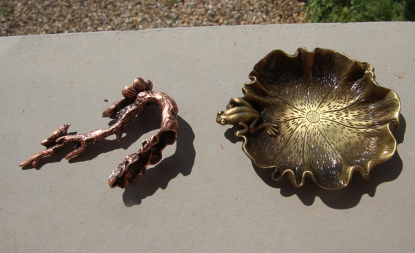 Räucherstäbchenhalter, Rückfluss, Metall, japanischer Teichfrosch, Bronze