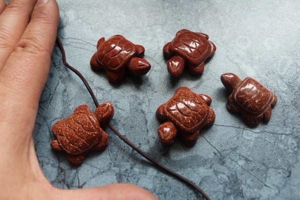 Goldfuss Halbedelstein Schildkröte für Schmuckband 3,5cm